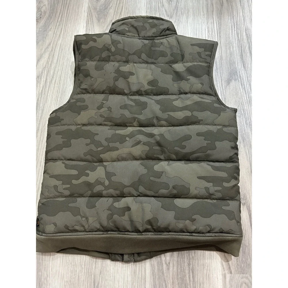 Lee Kids Camo Puffer Vest Nylon Medium Green Camouflage Sleeveless Jacket Warm